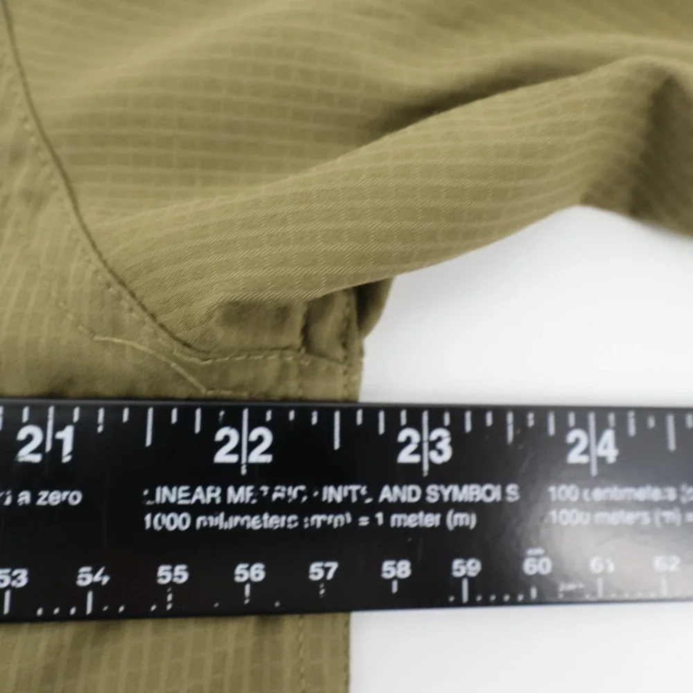 The North Face Olive Green Short Sleeve Button Up‎ Shirt Mens L Hiking FLAWS